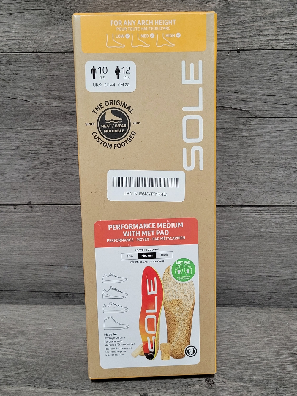 Sole Performance Medium With Met Pad Mens 10 /womens 12 Red Insoles